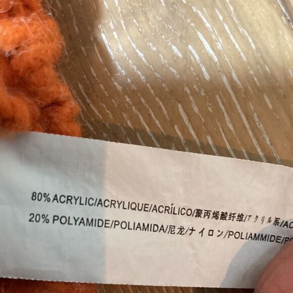Moon River cropped orange oversized sweater loose crochet weave. Xs - Picture 7 of 7